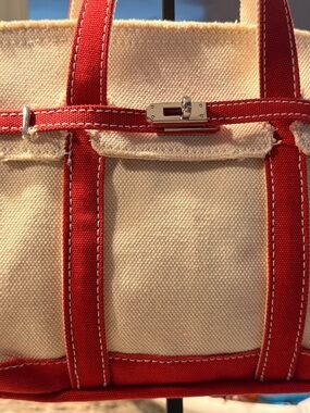 Sunwin Boatkin inspired canvas beige red mini tote